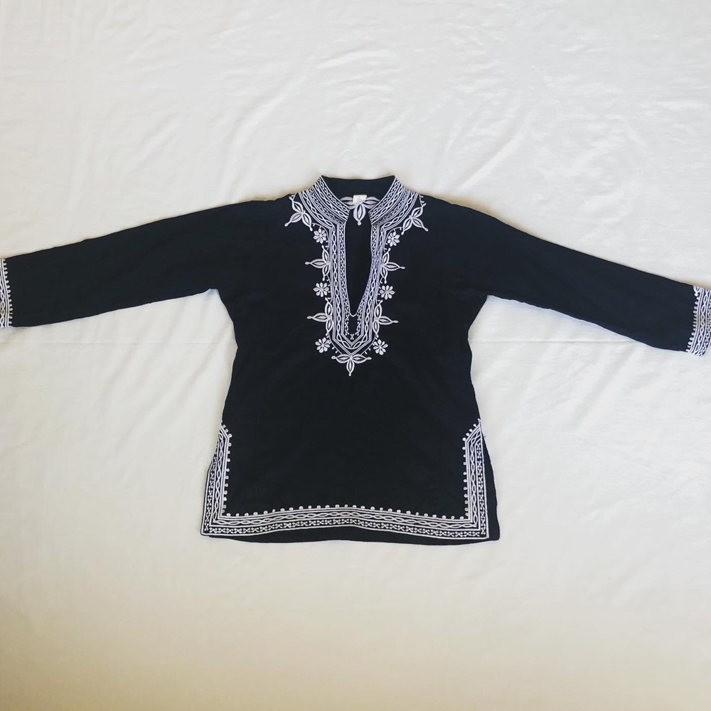 J. Crew Linen Embroidered Tunic